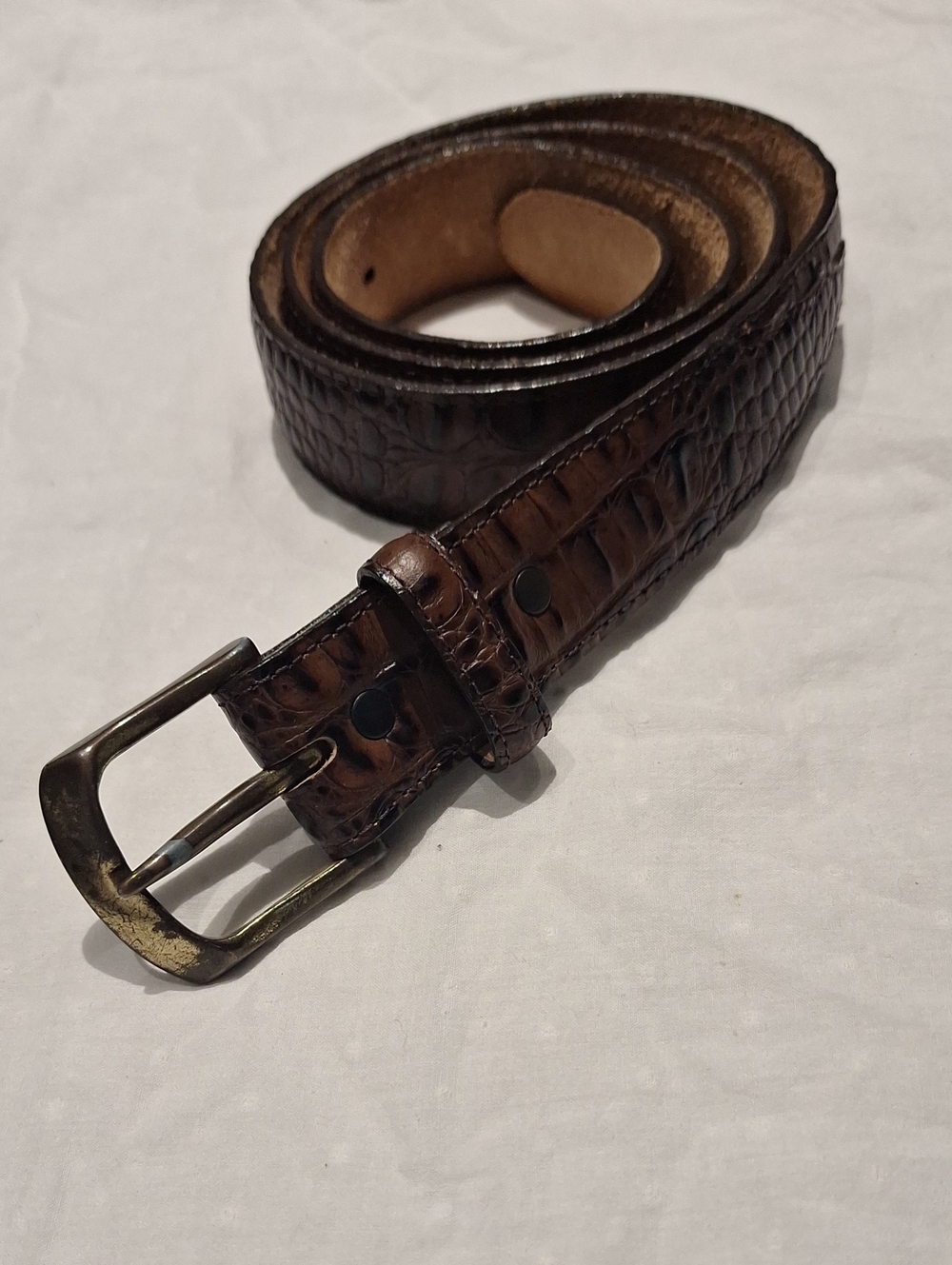 Tony Lama Men's Brown Croc-Embossed Leather Belt